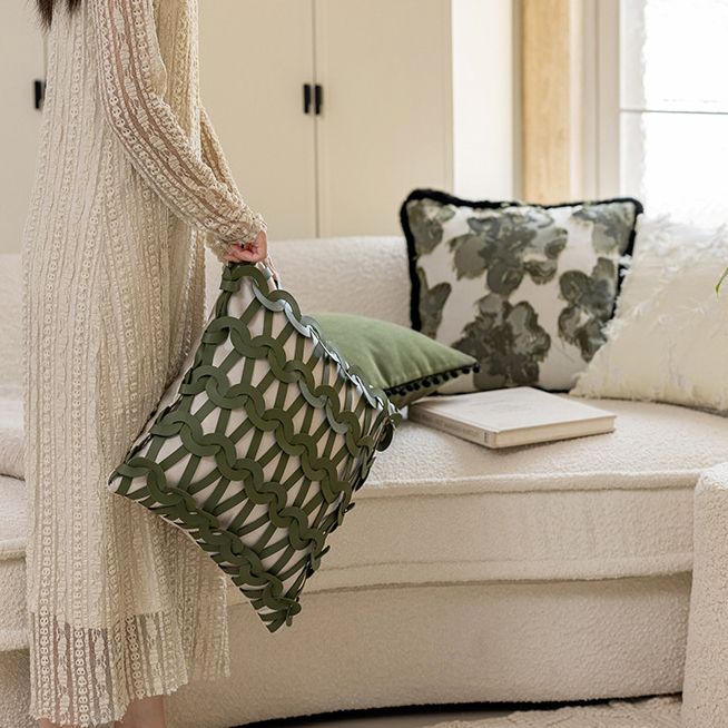 Vỏ Gối Tựa Lưng Phong Cách Bắc Âu Xanh Green Phối Be