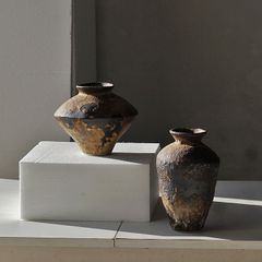 Bình Hoa Gốm Sứ Cổ Phong Cách Wabi Sabi Nâu Cổ