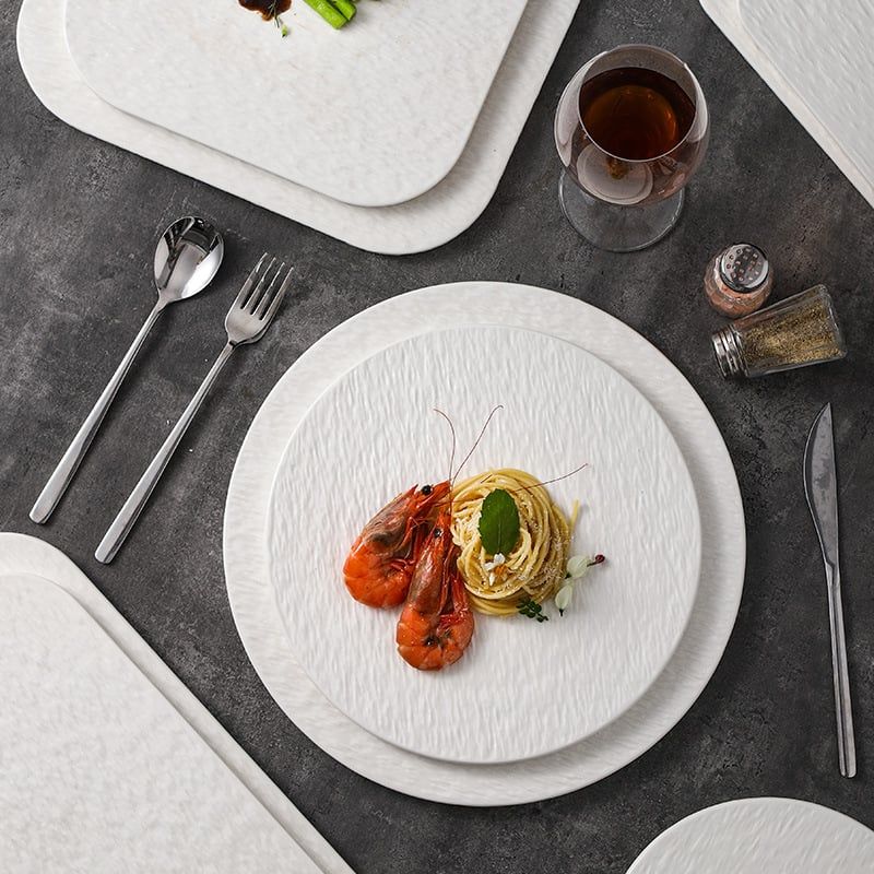 Dĩa Gốm Phẳng Trang Trí Bàn Ăn Tráng Miệng