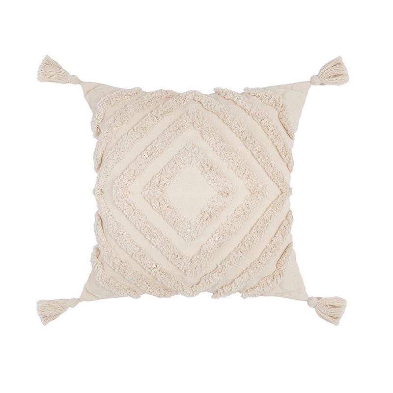 Vỏ Gối Tựa Lưng Sofa Morocco Bohemian Nordic Trắng Đen Dệt Nổi