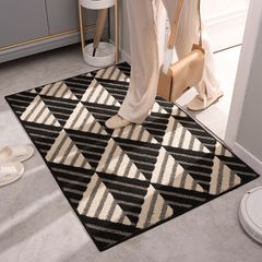 Thảm Lau Chân Siêu Thấm Hút Bụi Để Ở Cửa Ra Vào Họa Tiết Hình Học Xám Đen