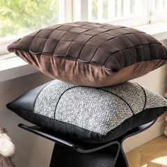 Vỏ Gối Tựa Lưng Tông Nâu Xám Trầm Hiện Đại