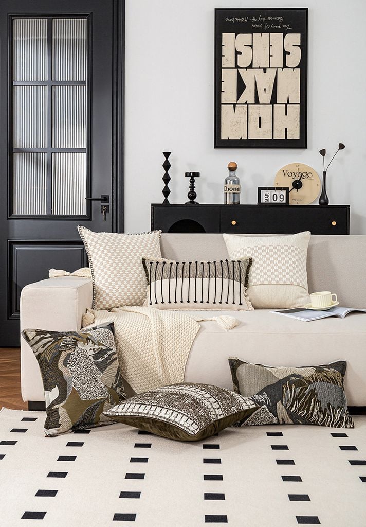 Vỏ Gối Tựa Lưng Sofa Phong Cách Rustic Xanh Xám