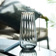 Bình Hoa Thủy Tinh Sọc Miệng Viền Vàng