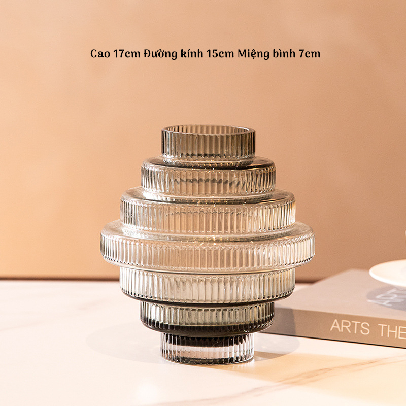 Bình Hoa Thủy Tinh Nâu Phong Cách Tháp Tầng