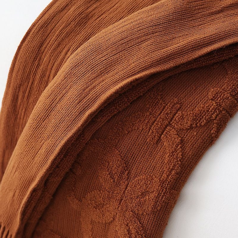 Chăn Len Dệt Kim Dập Sợi Hoa Văn Tròn