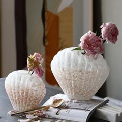 Bình Hoa Thủy Tinh Dáng Vỏ Sò Phong Cách Pháp Sang Trọng