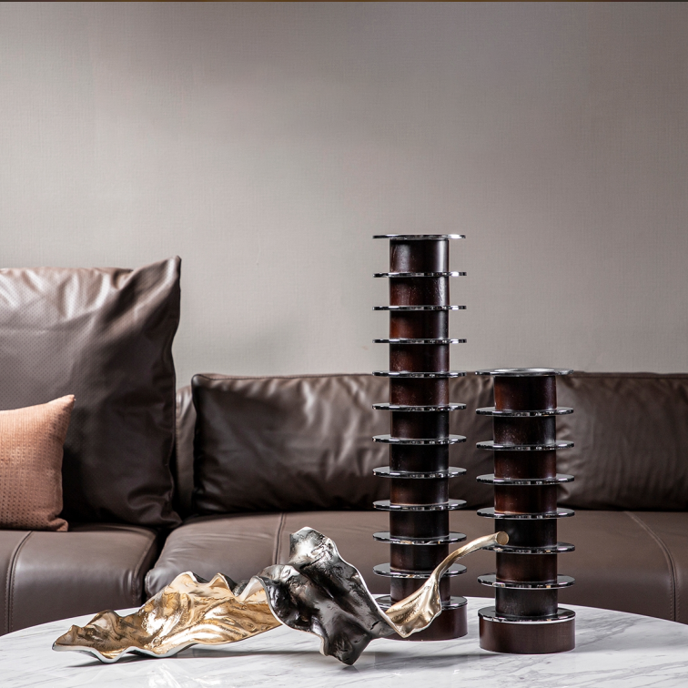 Đồ Trang Trí Chiếc Lá Khô Metal 2 Màu Nâu Vàng
