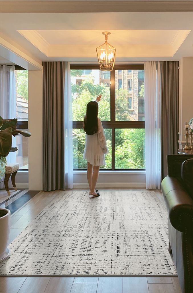 Thảm Trải Sàn Đế Dệt Sợi 3D Caro Nổi
