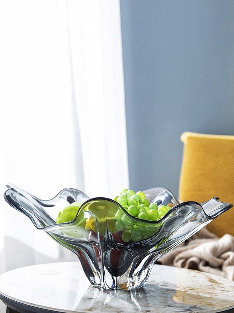 Dĩa Thủy Tinh Decor Trái Cây Sang Trọng Xám