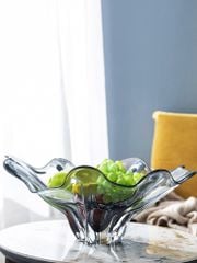 Dĩa Thủy Tinh Decor Trái Cây Sang Trọng Xám