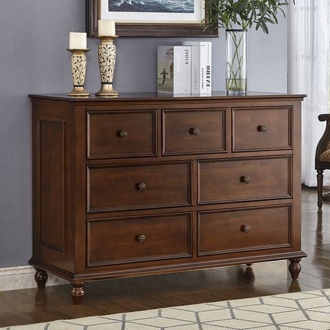 Tủ Gỗ Tần Bì Phong Cách Vintage Mỹ 7 Ngăn Kéo