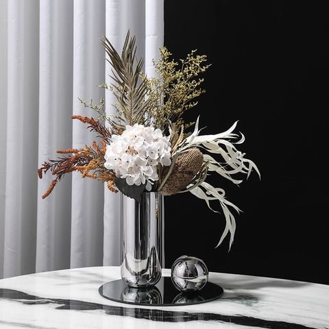 Bình Hoa Nghệ Thuật Inox Mạ Điện Cao Cấp Set Bộ 3 Bình Hoa Inox