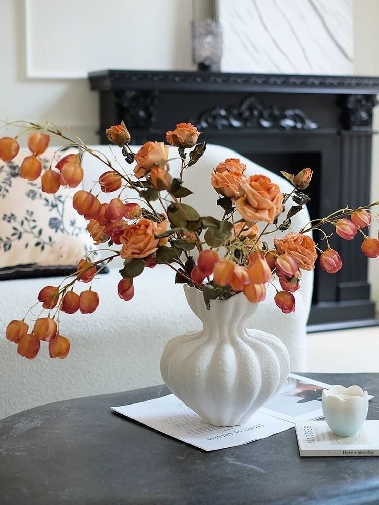 Bình Hoa Gốm Sứ Wabi Sabi Cổ Điển Hình Búp Hoa