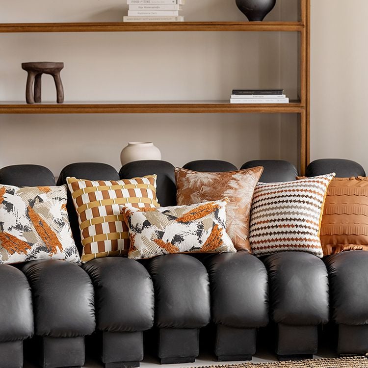 Vỏ Gối Tựa Lưng Jacquard Tông Nâu Sang Trọng