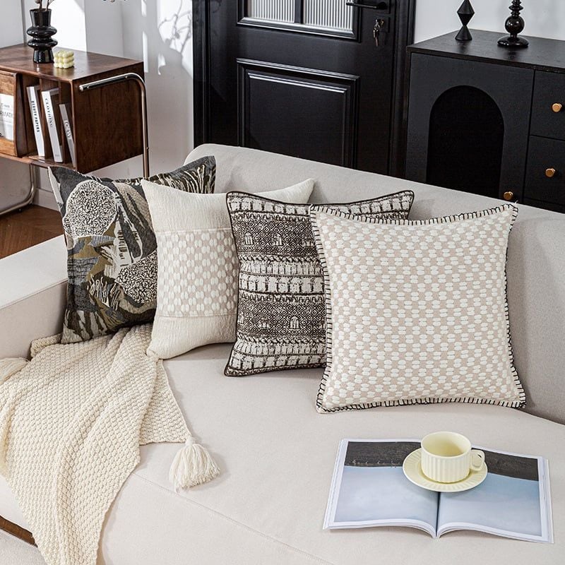 Vỏ Gối Tựa Lưng Sofa Phong Cách Rustic Xanh Xám