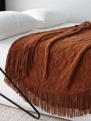 Chăn Len Dệt Kim Dập Sợi Hoa Văn Tròn