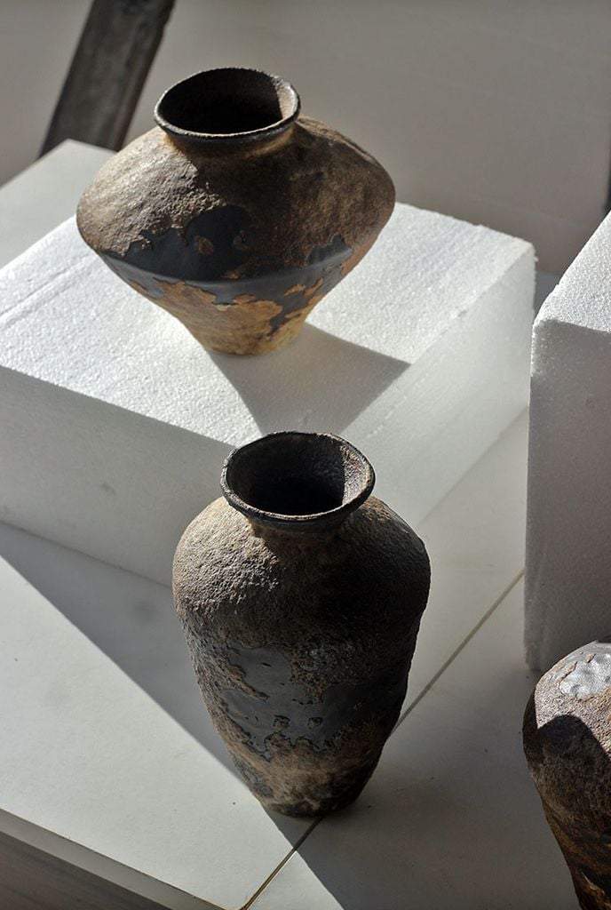 Bình Hoa Gốm Sứ Cổ Phong Cách Wabi Sabi Nâu Cổ