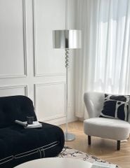 Đèn Sàn Inox Mạ Điện Phong Cách Retro Khối Tròn Thân Đèn