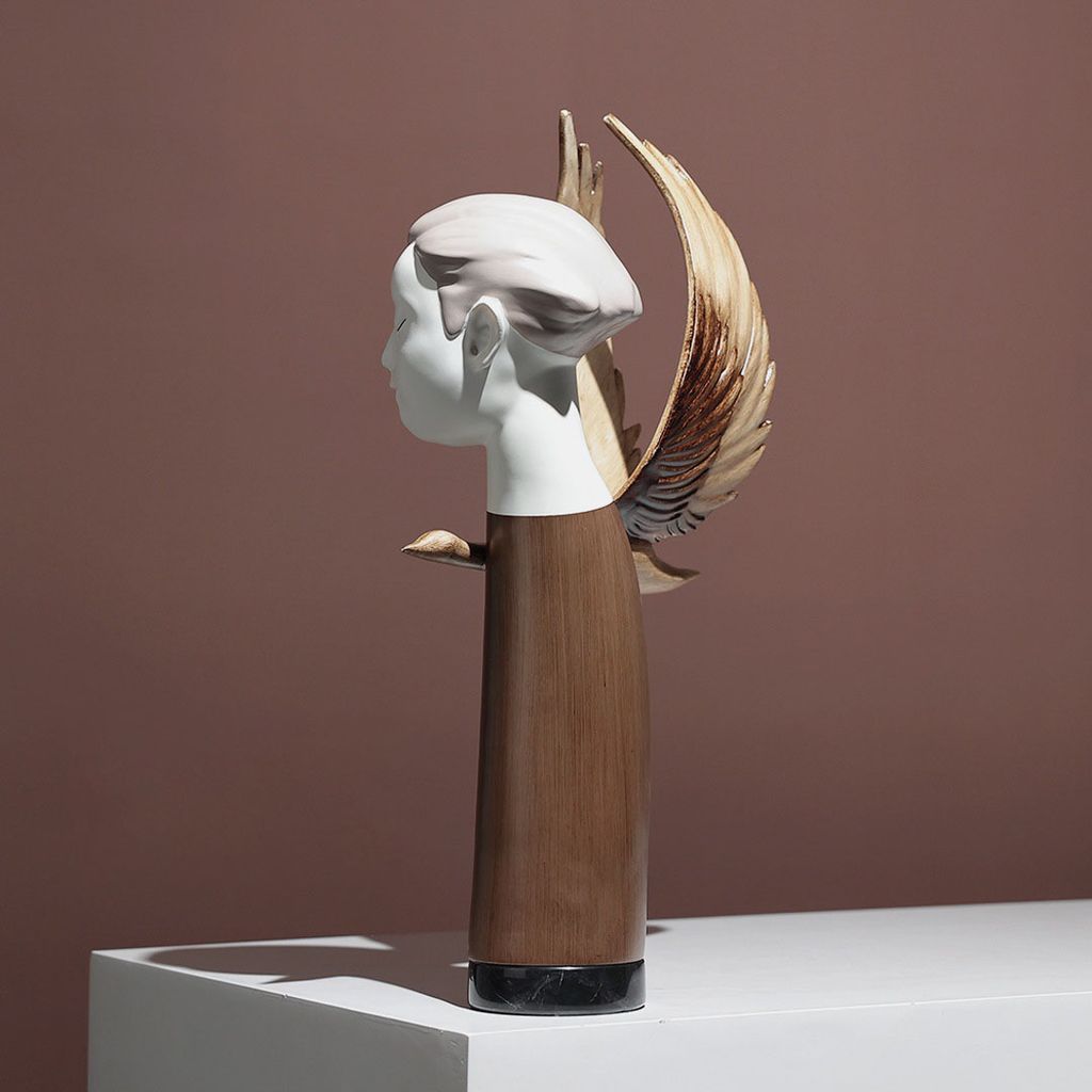 Tượng Trang Trí Thiên Thần Ảo Ảnh Phong Cách Nâu Wabi Sabi