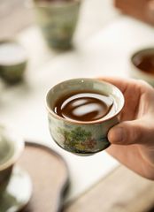 Bộ Ấm Trà Gốm Mộc Hình Phong Cảnh Kungfu Set 11 Món