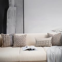 Vỏ Gối Tựa Lưng Sofa Vuông Dệt Thủ Công Cao Cấp Tua Rua Tông Nâu Nhạt