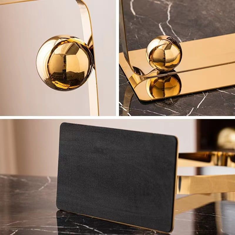 Set 2 Tượng Kim Loại Vàng Phối Bóng Tròn Decor Để Bàn