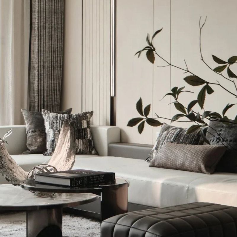 Vỏ Gối Tựa Lưng Sofa Cao Cấp Họa Tiết Nhung Xám Cafe