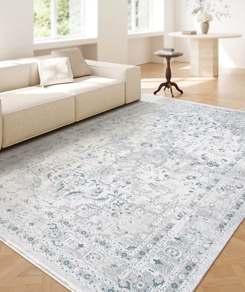 Thảm Trải Sàn Thổ Nhĩ Kỳ Hoa Văn Xanh Navy