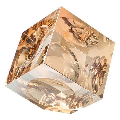 Tượng Trang Trí Khối Rubik Pha Lê Hổ Phách Sang Trọng