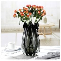 Bình Hoa Thủy Tinh Đúc Dày Miệng Cong Gợn Sóng