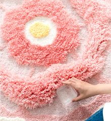 Thảm Lau Chân Hình Tròn Hoa Hồng Dệt Nổi Sáng Tạo
