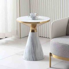 Bàn Trà Side Table Bàn Nhỏ Góc Phòng Đá Phối Kim Loại Phong Cách Ý Đá Kiểu Chân Xòe