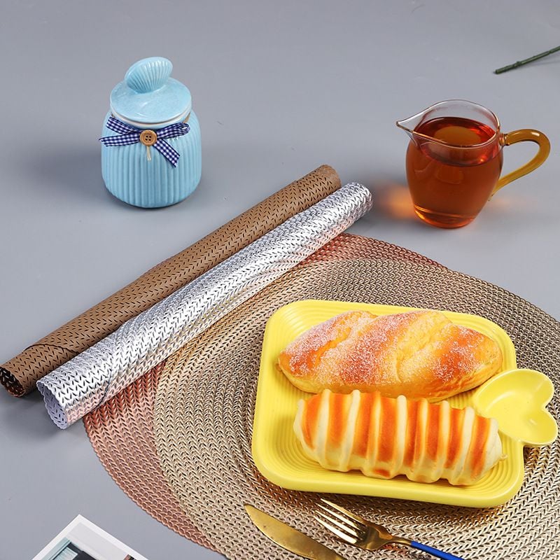 Tấm Lót Bàn Ăn Tròn Dập Sợi Ánh Bạc Bronzing Hình Dệt Sợi