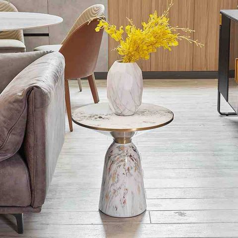 Bàn Trà Side Table Bàn Nhỏ Góc Phòng Hiện Đại Kiểu Ý Trụ Đá