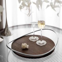 Khay Gỗ Inox Viền Vòng Cung Decor Cao Cấp