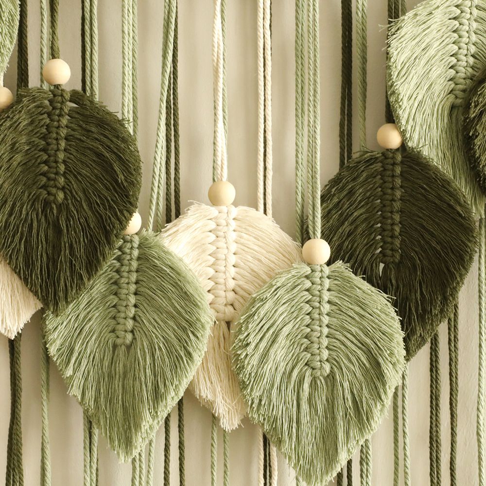 Tranh Thảm Treo Tường Dệt Sợi Hammock Chiếc Lá Xanh