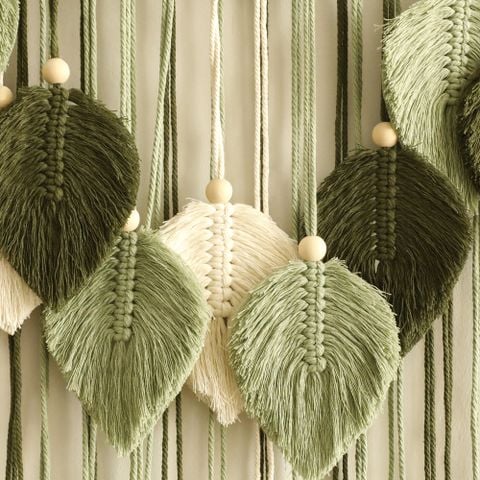 Tranh Thảm Treo Tường Dệt Sợi Hammock Chiếc Lá Xanh