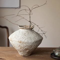 Bình Hoa Gốm Sứ Thủ Công Phong Cách Jingdezhen Wabi Sabi Trắng Xám