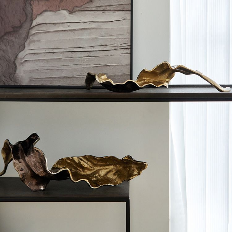 Đồ Trang Trí Chiếc Lá Khô Metal 2 Màu Nâu Vàng