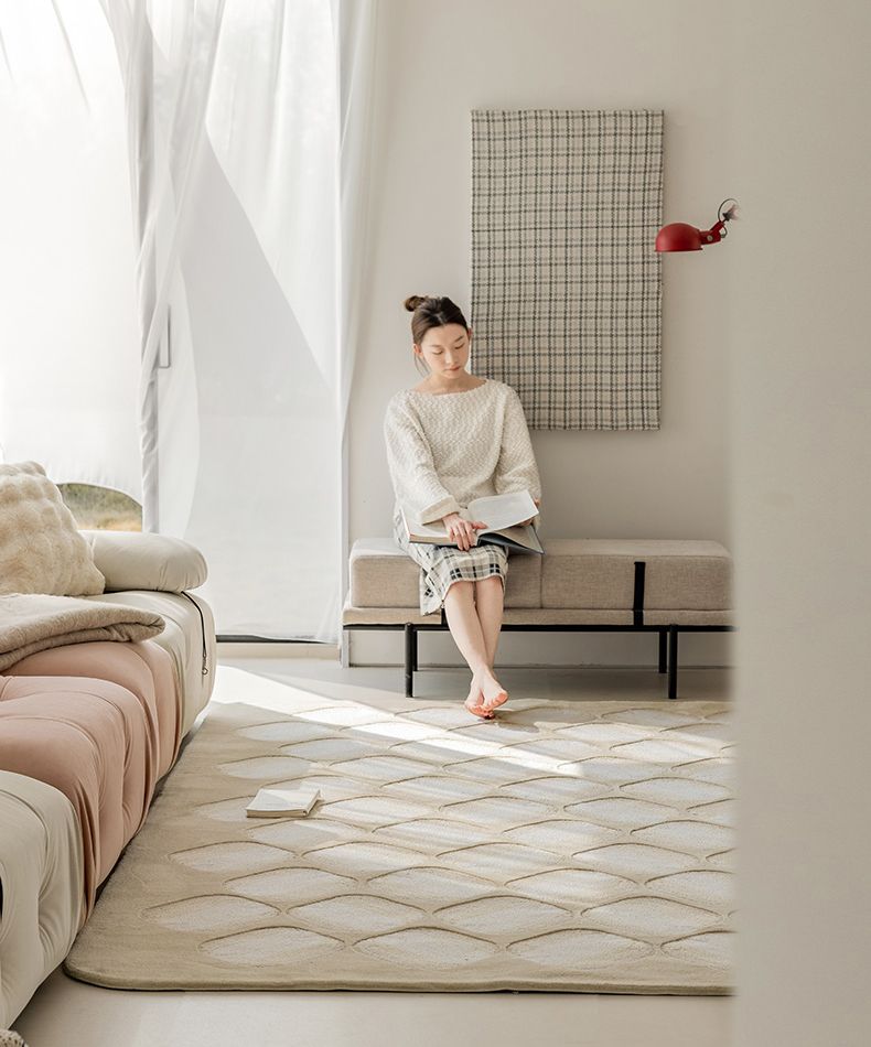 Thảm Trải Sàn Dệt Thủ Công Acrylic Sang Trọng Họa Tiết Tổ Ong Cao Cấp