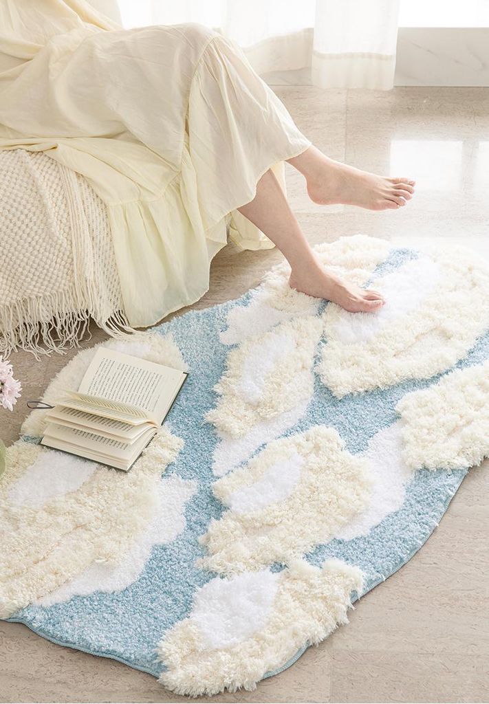 Thảm Lau Chân Dệt Lông Siêu Thấm Decor Các Vị Trí Trong Nhà Xanh Đám Mây