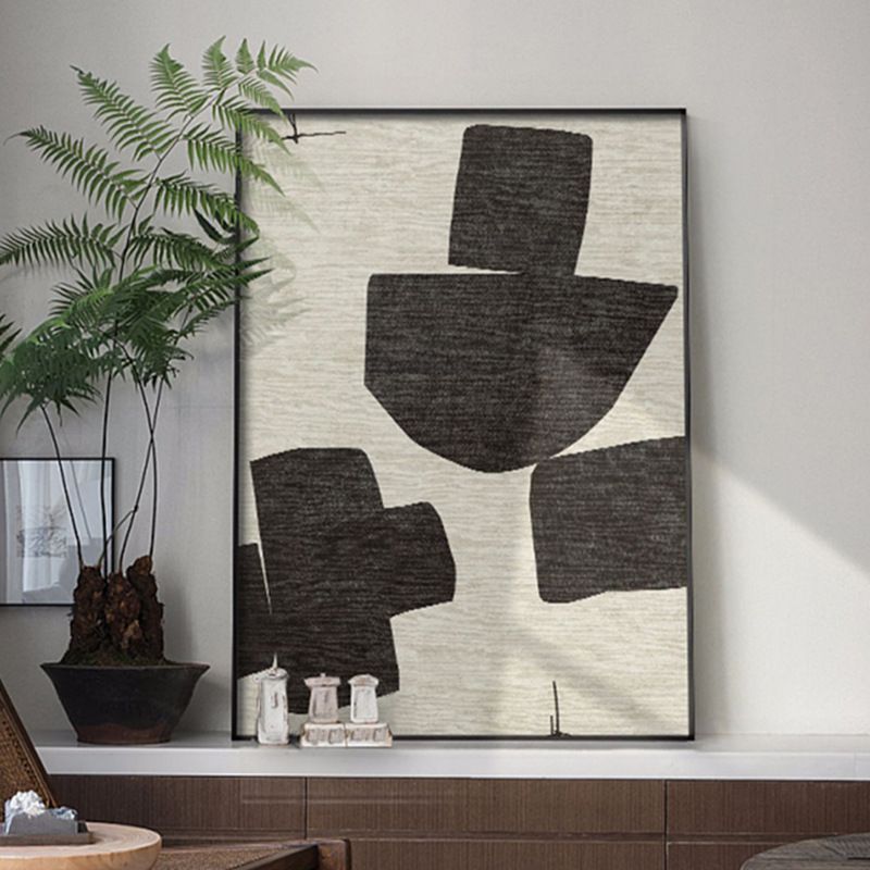 Tranh Treo Tường Trừu Tượng Vệt Khối Đen Wabi Sabi