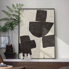 Tranh Treo Tường Trừu Tượng Vệt Khối Đen Wabi Sabi