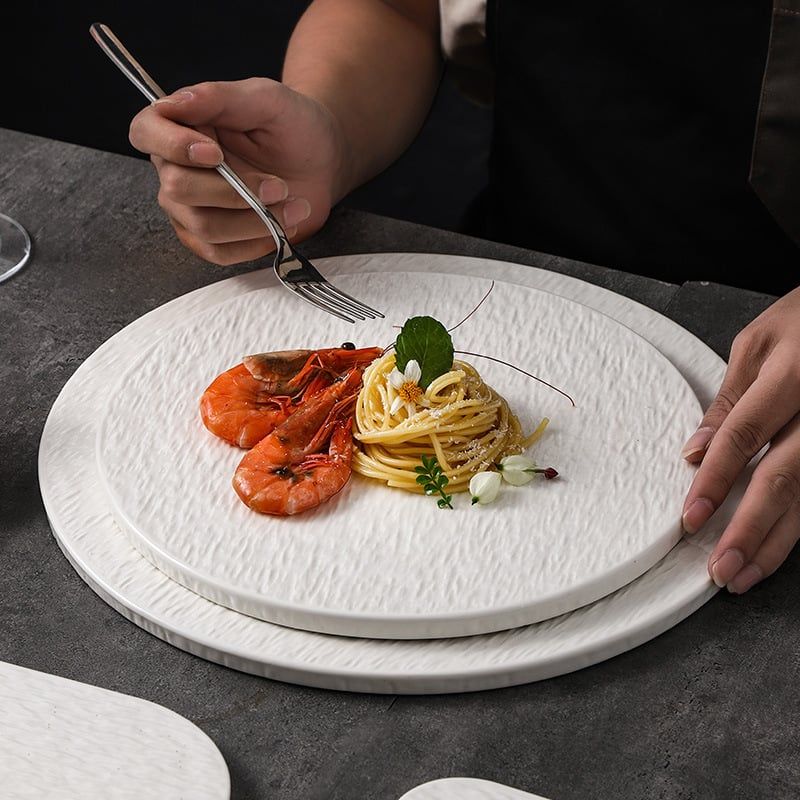 Dĩa Gốm Phẳng Trang Trí Bàn Ăn Tráng Miệng