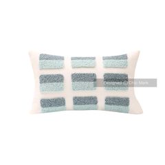 Vỏ Gối Tựa Lưng Canvas Thêu Nổi Hình Học Xanh Ngọc