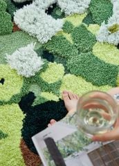 Thảm Len Dệt Thủ Công Họa Tiết Rừng Xanh Để Chân Giường
