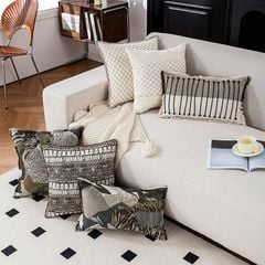 Vỏ Gối Tựa Lưng Sofa Phong Cách Rustic Xanh Xám
