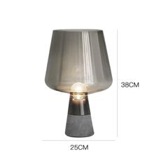 Đèn Bàn Kính Xám Phong Cách Tối Giản Chân Đế Xi Măng