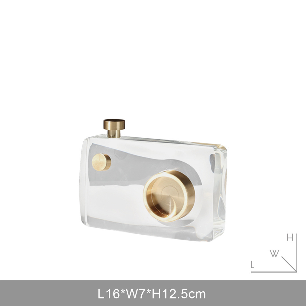 Tượng Trang Trí Máy Ảnh Camera Pha Lê Decor Tủ Kệ Nội Thất